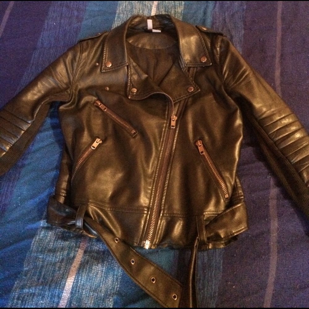 H&M faux leather moto jacket
