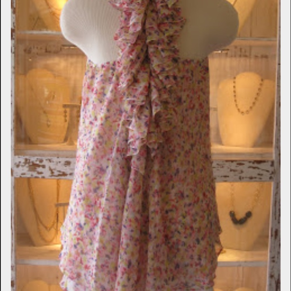 McGinn ruffle black flouncy tank sz 2