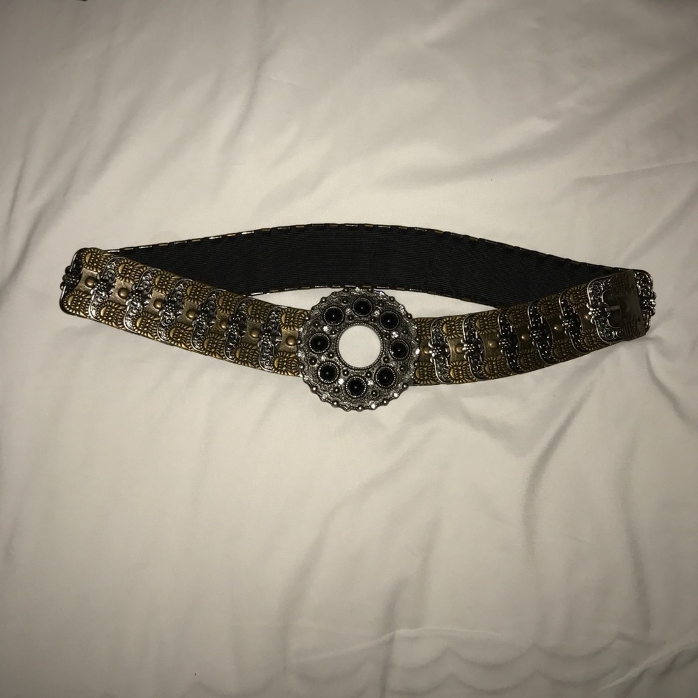 Beautiful Metal Plate Belt w/ Rhinestone Accents