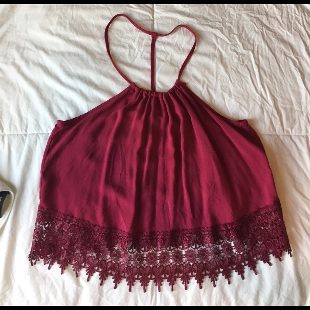 Burgundy halter tank top