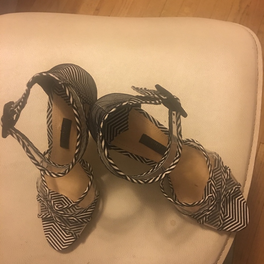 Black and white sandals