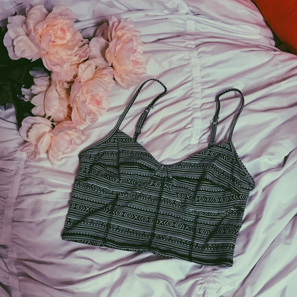 Black and white spaghetti strap crop top.