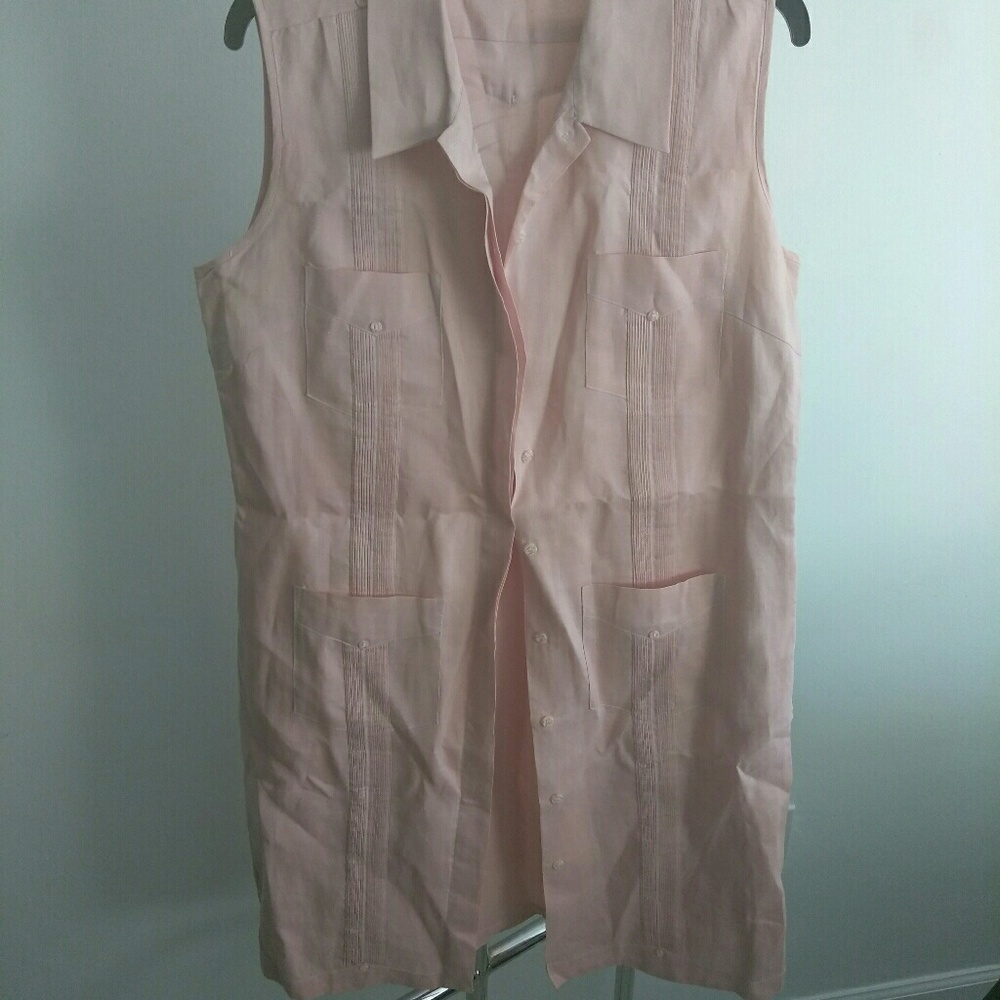 Light pink linen "Guayabera" dress sz XL