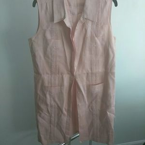 Light pink linen "Guayabera" dress sz XL