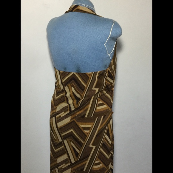 Backless Halter Dress Geometric lines Print Sz 2XL - Picture 2 of 4
