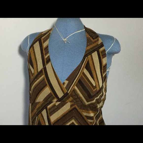 Backless Halter Dress Geometric lines Print Sz 2XL - Picture 3 of 4