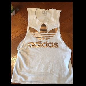 Rose gold trefoil adidas originals muscle tank S