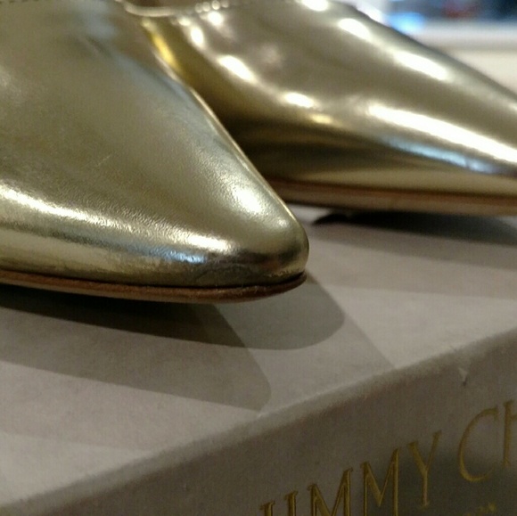 ❌SOLD❌ JIMMY CHOO Leather Romy Gold Pumps - Picture 6 of 8