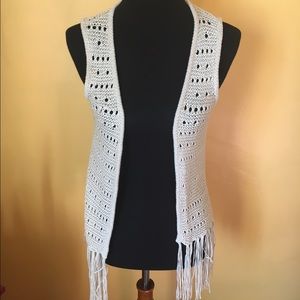 Hippie boho crochet fringe vest