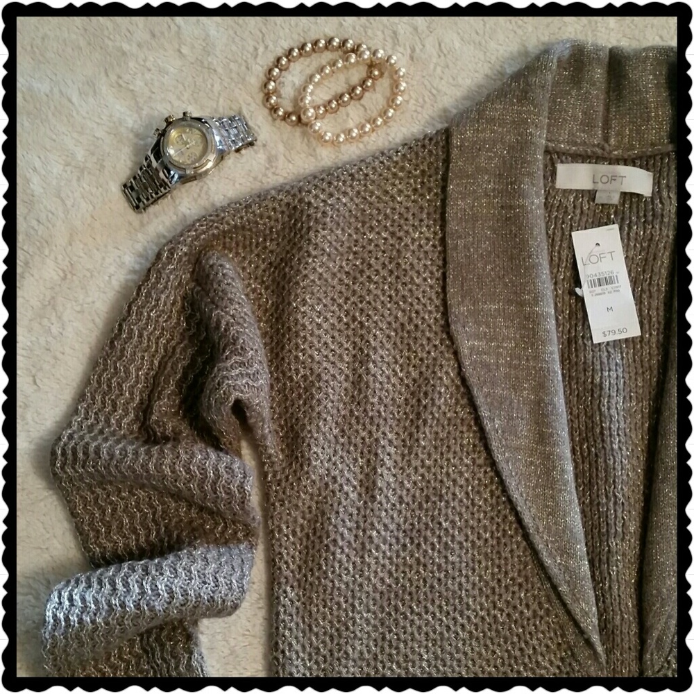 💲⬇NWT Taupe & Gold Zip-up Cardi Jacket