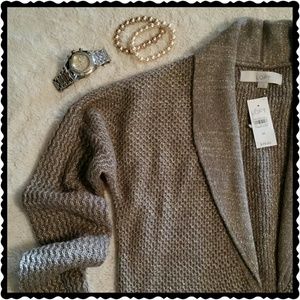 💲⬇NWT Taupe & Gold Zip-up Cardi Jacket