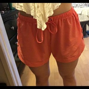Dark peach polyester shorts