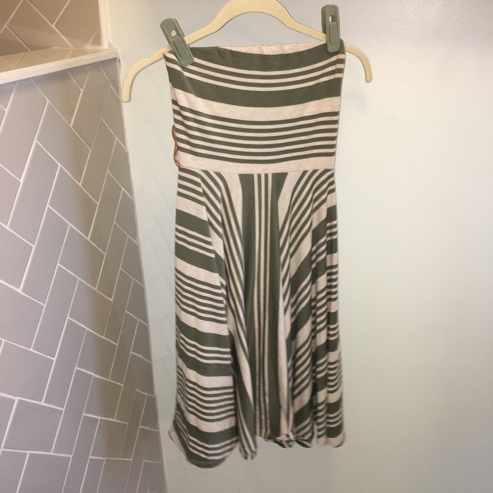 Olive and khaki strapless dress