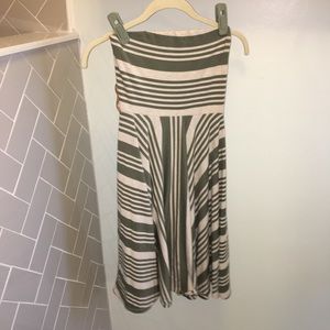 Olive and khaki strapless dress