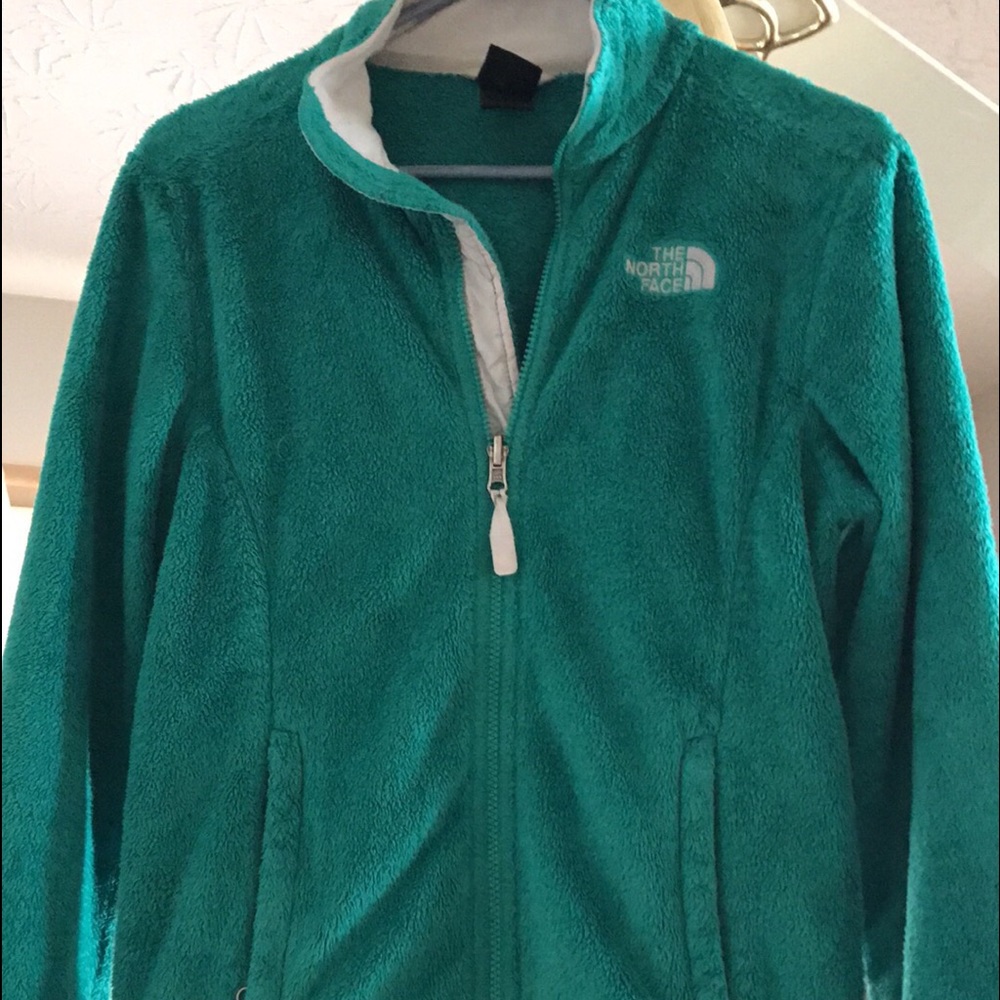 Mint green north face jacket  barely worn .