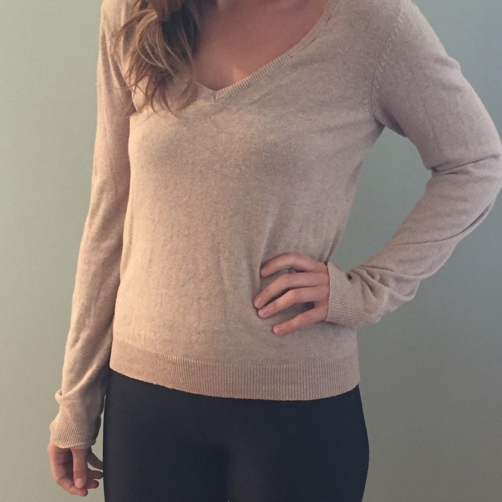 H&M Tan V Neck Sweater
