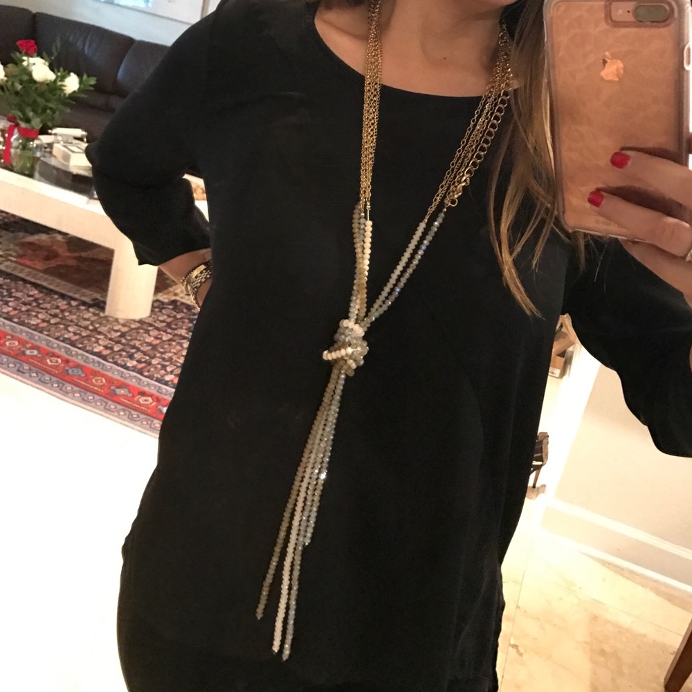 Lovely Beaded and gold long necklace