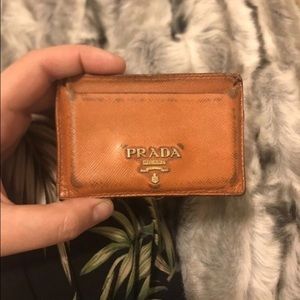 Prada beige leather card holder, limited edition!