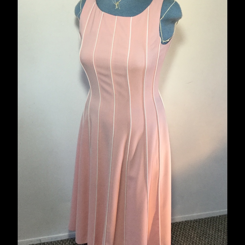 Ann Kline Pink & White lines Fit &Flair Dress Sz 4