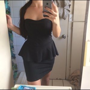 Black peplum strapless dress