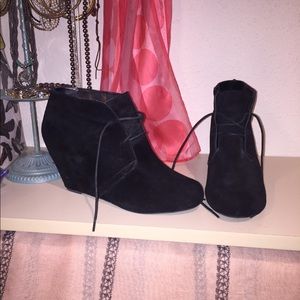 Dolce Vita black velvet wedge booties