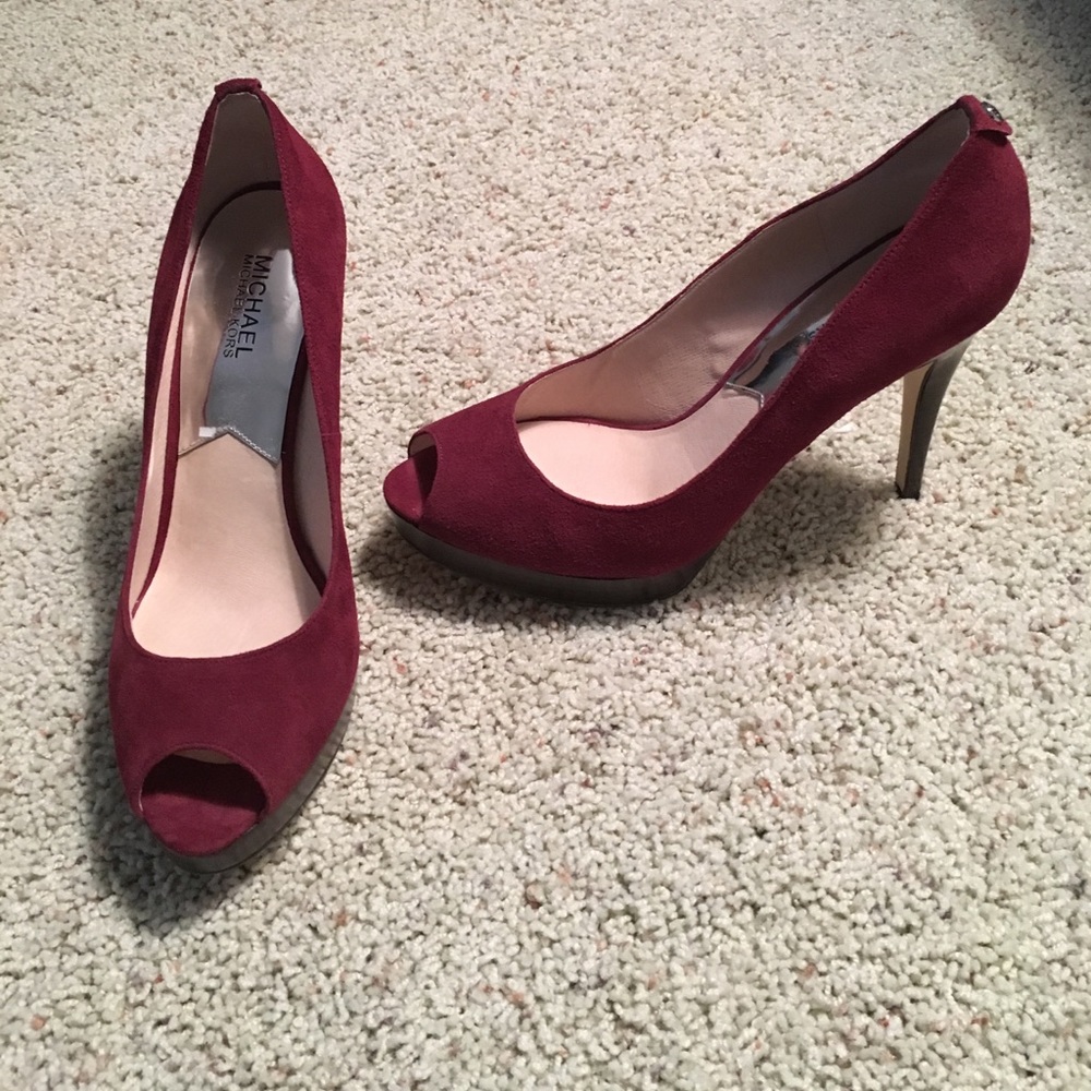 Michael Kors Bordeaux suede pumps.