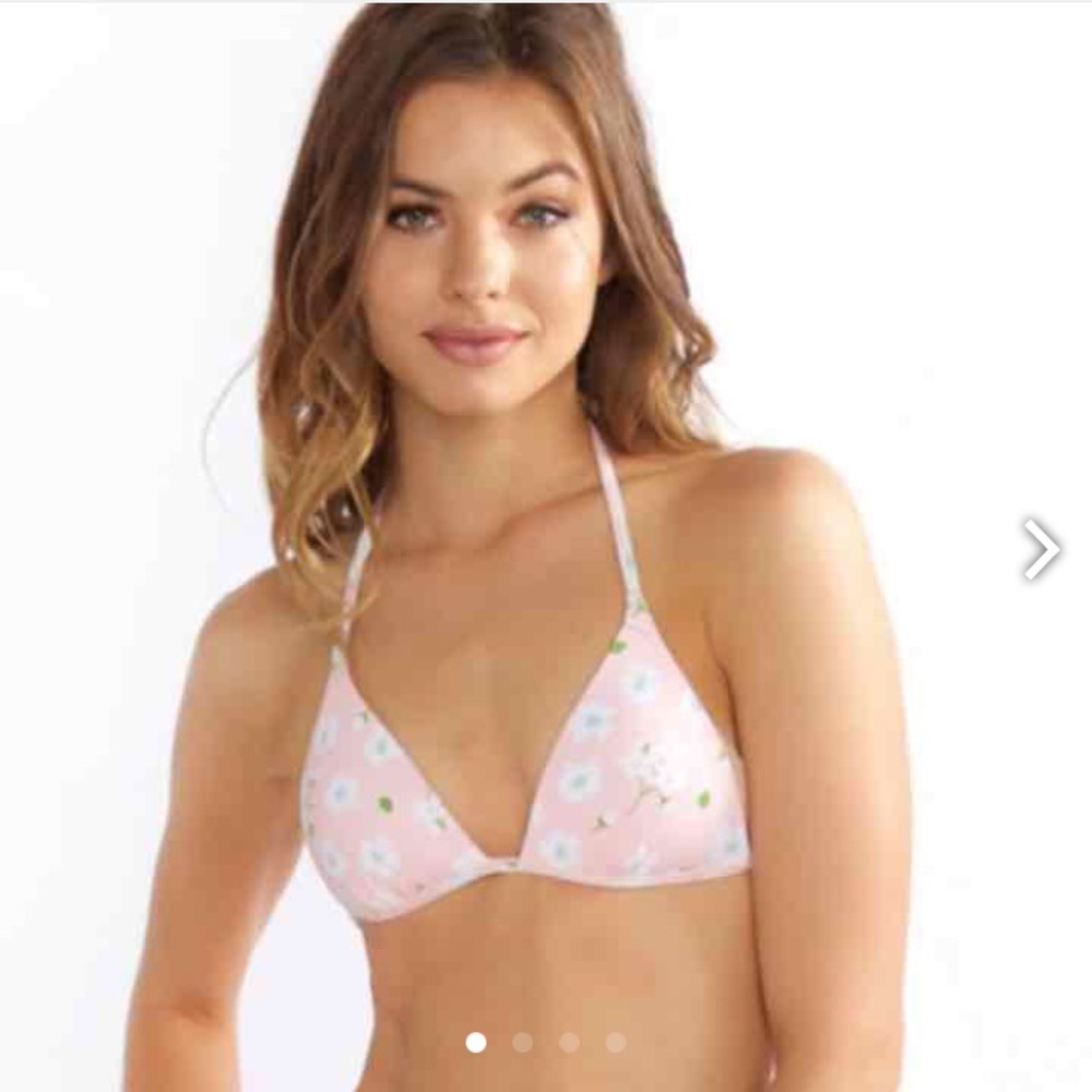 Frankies bikinis pink pansies top