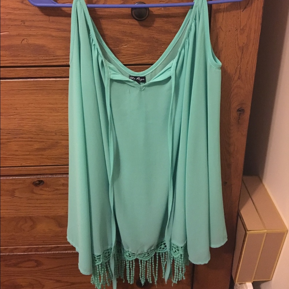 Like New shop the rage of the shoulder sheer teal