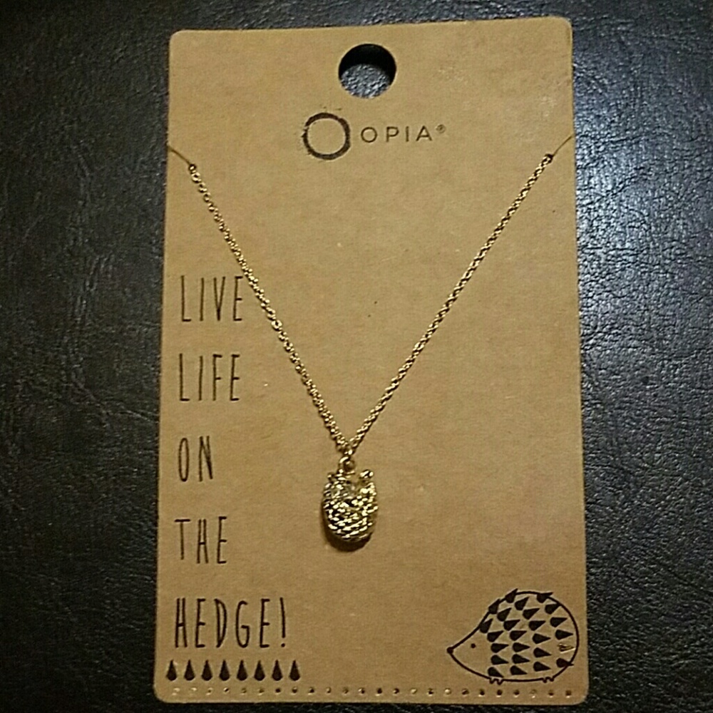 Cute Gold Tone Hedgehog Necklace