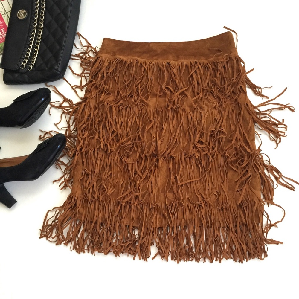 Nwot suede fringe skirt