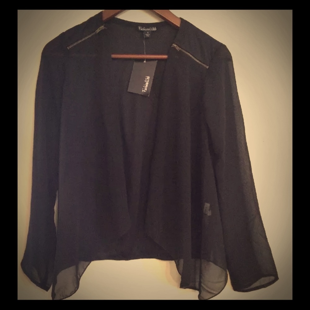 Donated ⭐️NWT Black Sheer Open Blouse Size Small