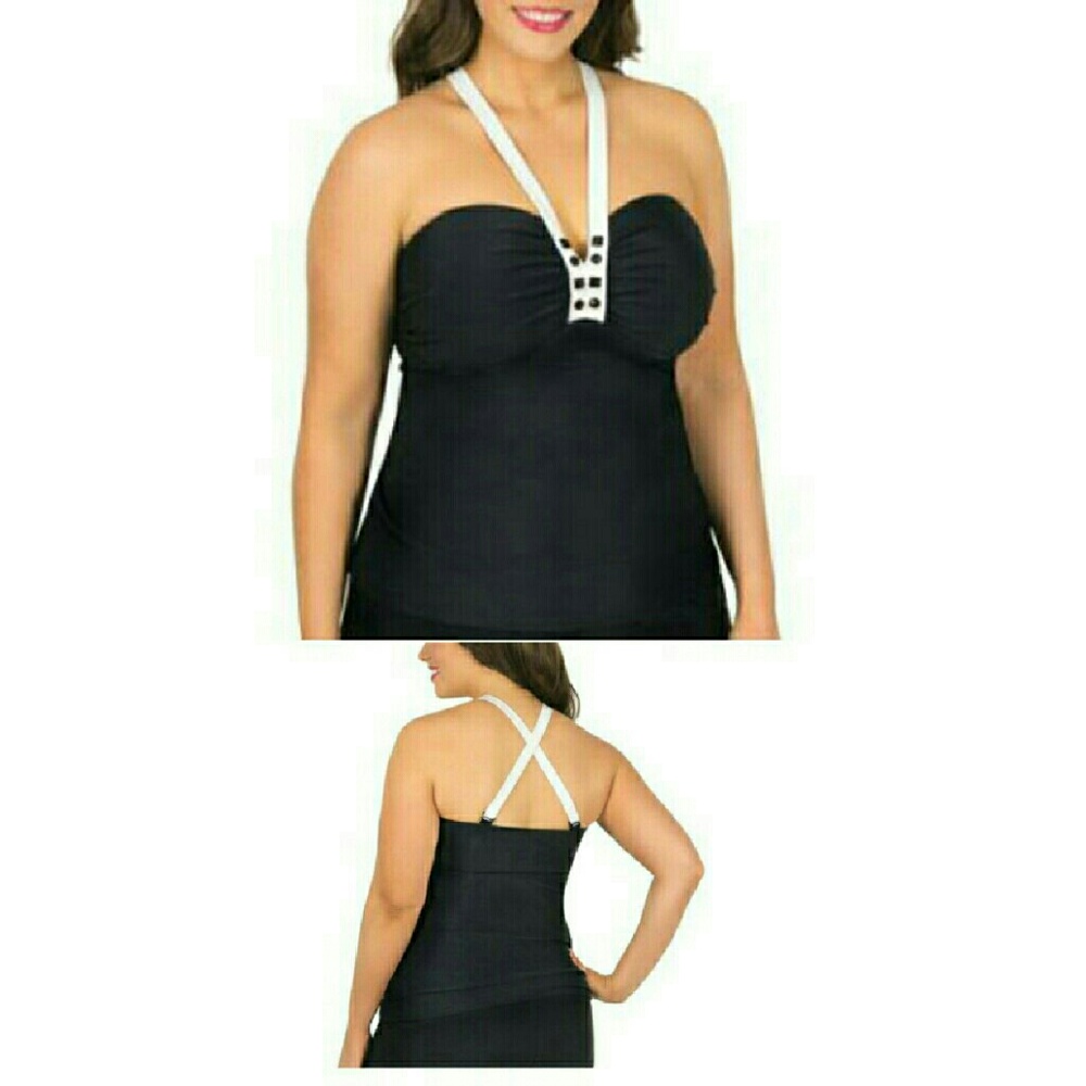 NWT Catalina Jeweled strappy tankini Sz L