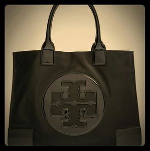 NWT Tory Burch black nylon ELLA tote