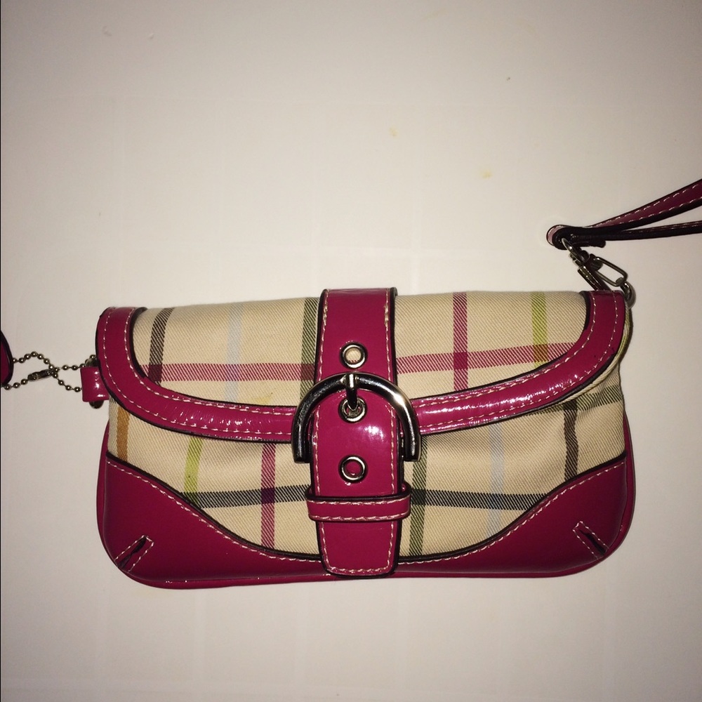 Pink accented wristlet