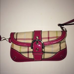 Pink accented wristlet