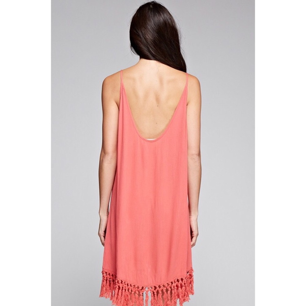 Best Of All Coral Fringe Dress - Picture 2 of 3