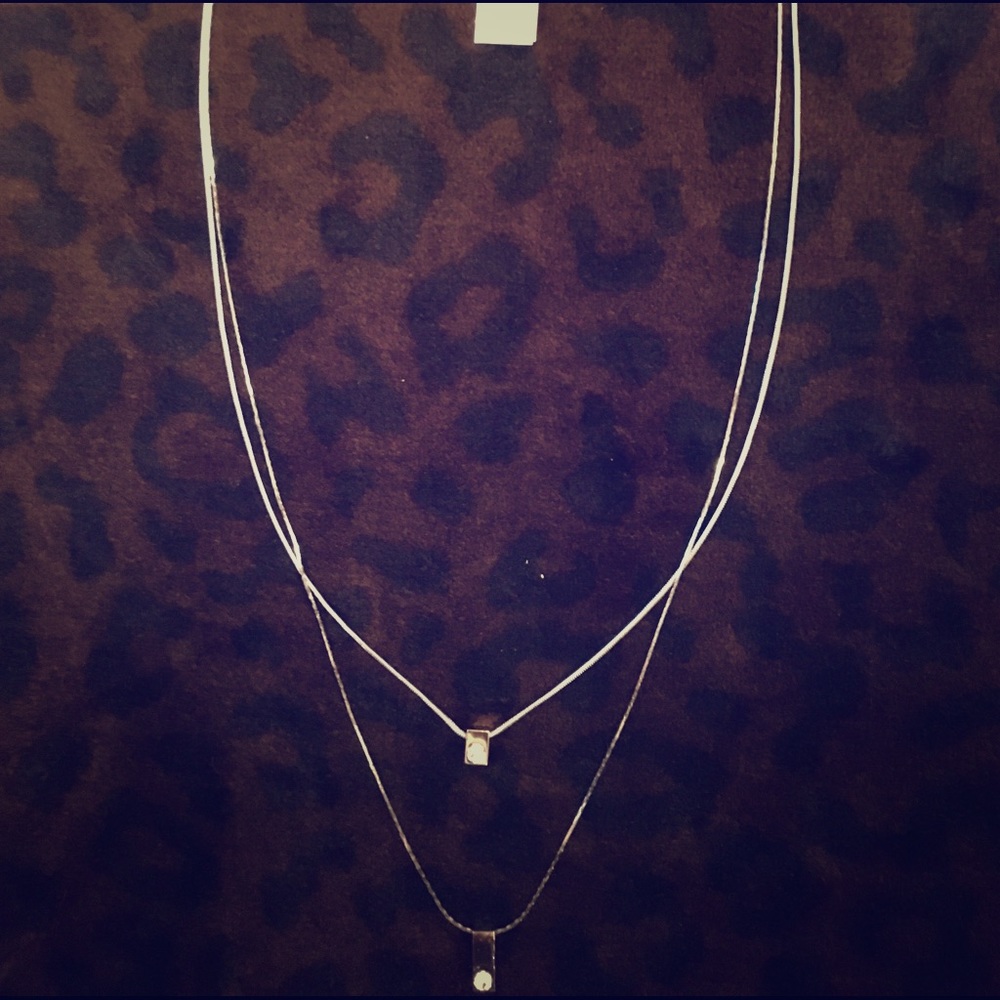 WH|BM Silver Reversible Layered Chain Necklace