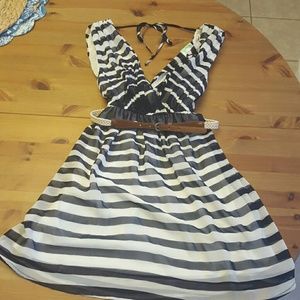 NWT navy white striped dress