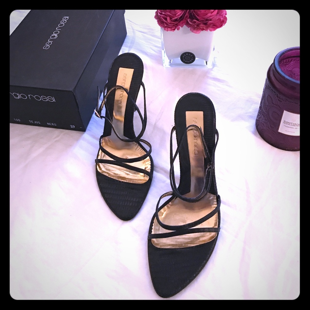 Sergio Rossi lizard ankle strap heel