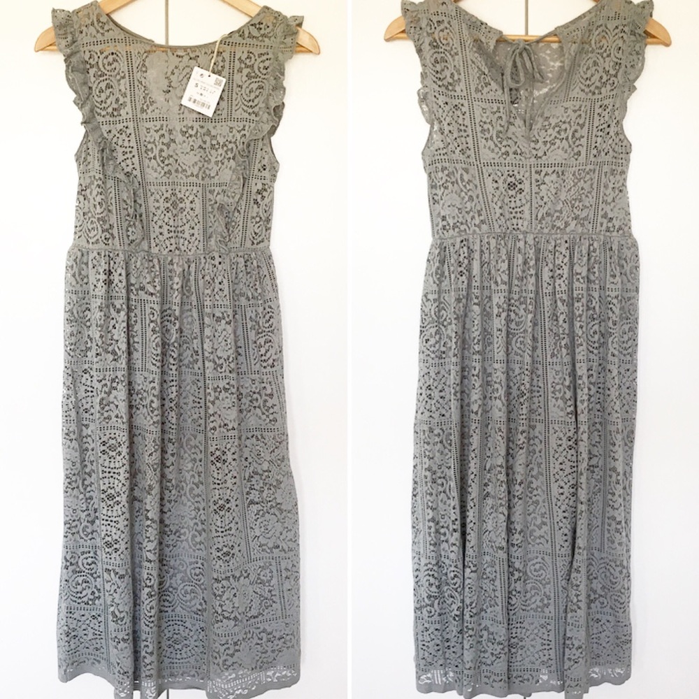 NWT Zara Lace Midi Dress - Picture 4 of 6