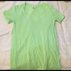 NWOT (VS PINK) Lime Green V-Neck Tee