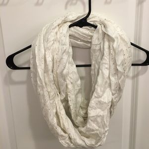 Cream Colored Infinity Scarf with Silver Sequins