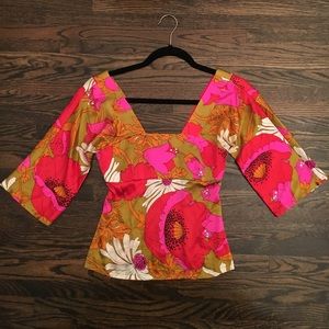 Trina Turk 3/4 sleeve silk blouse