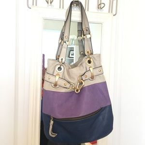 B Makowsky Belted Multicolor Tote