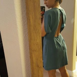 BCBG open back teal short sleeve dress