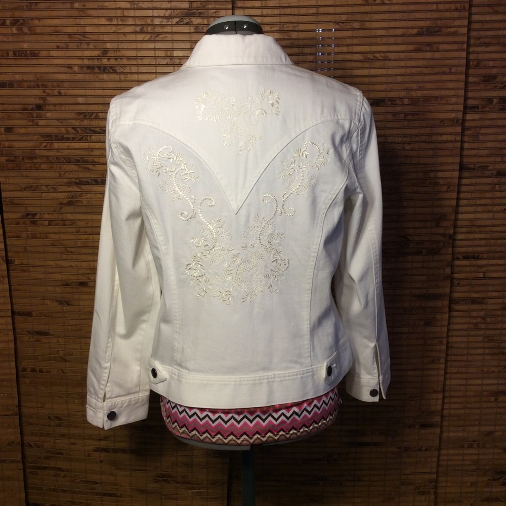 White Denim Jacket with Stitching - Sale price!