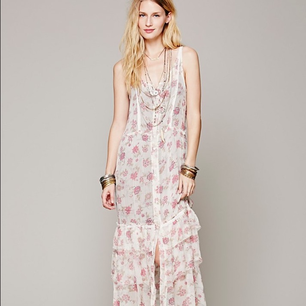 Free People Lucy Button Front Maxi Slip