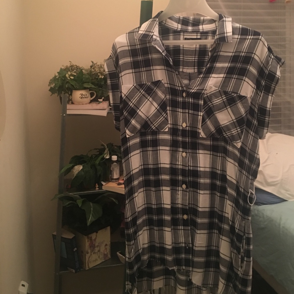 PLAID GAP SHIRT DRESS