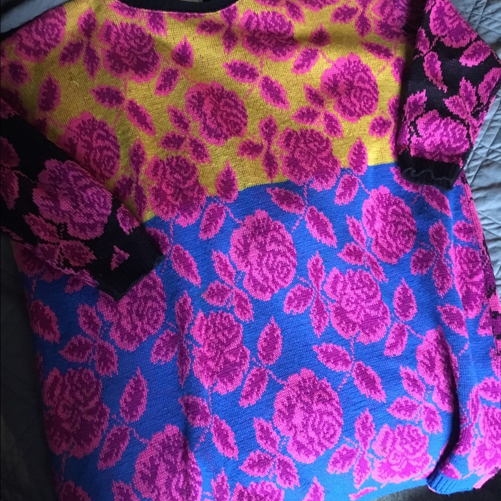 RARE VINTAGE Betsey Johnson Rose Sweater Tunic