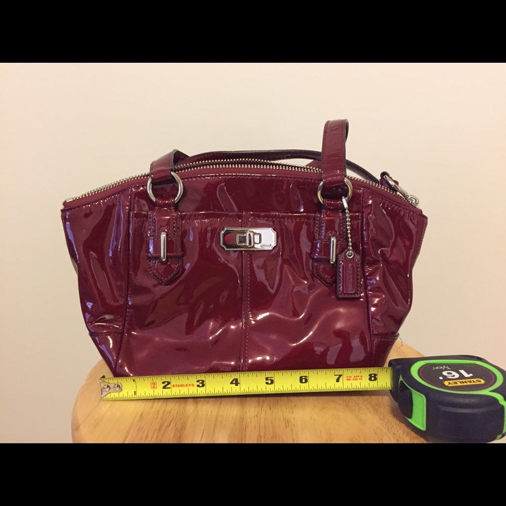 Coach wine patent mini purse